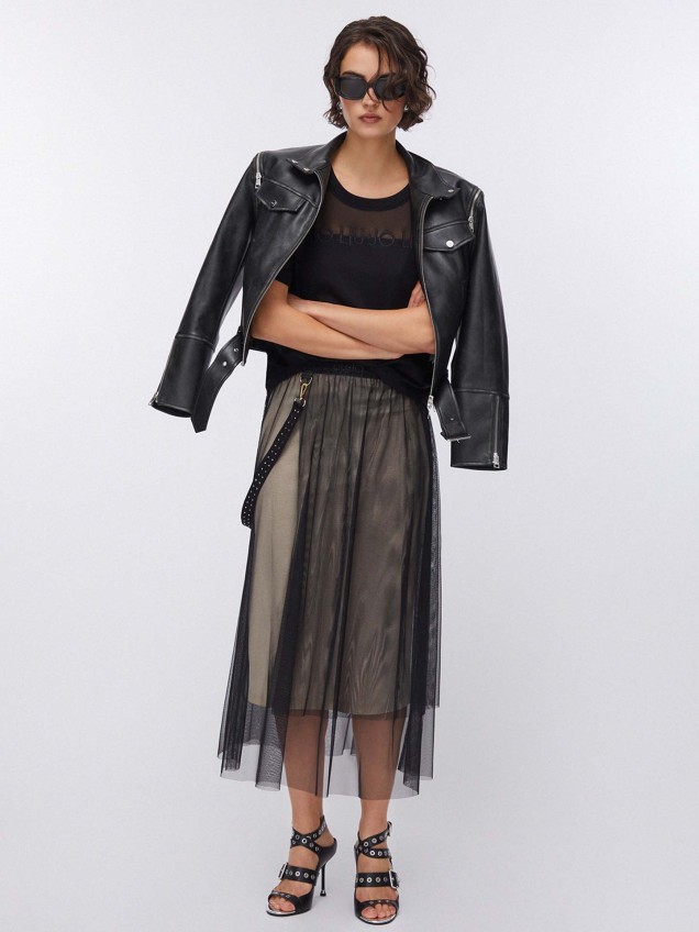 Saia Comprida de Tule Assimétrico