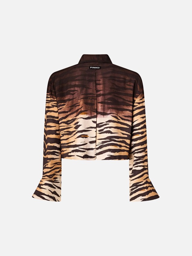 Camisa Cropped com Padrão Tigre