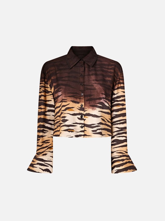 Camisa Cropped com Padr�o Tigre