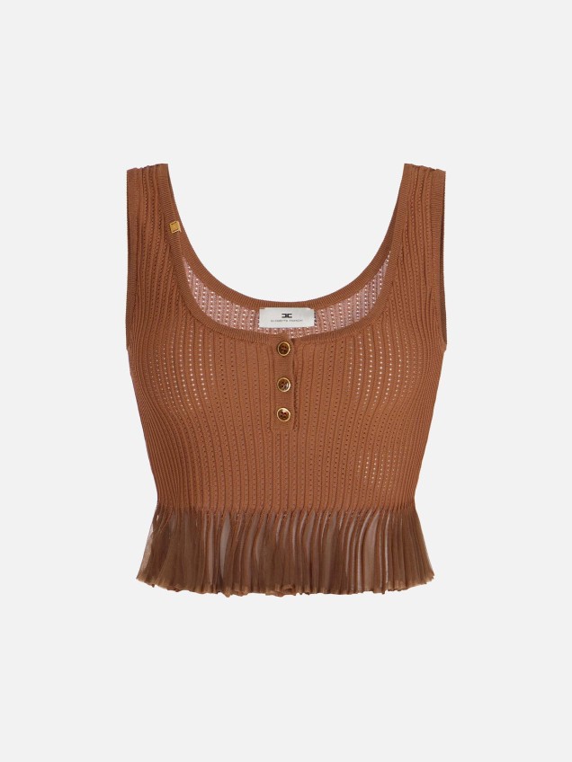 Top de Malha com Folho Plissado