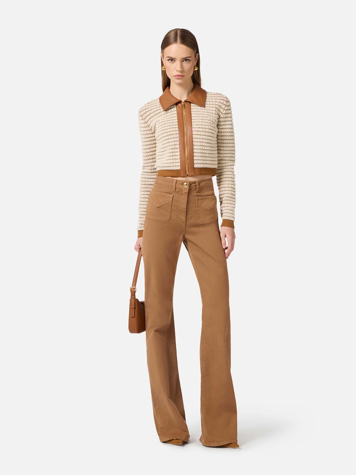 Calças de Ganga Slim Fit à Boca de Sino