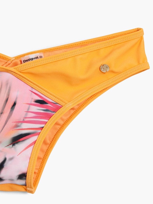 Cueca de Biquíni com Padrão Tropical