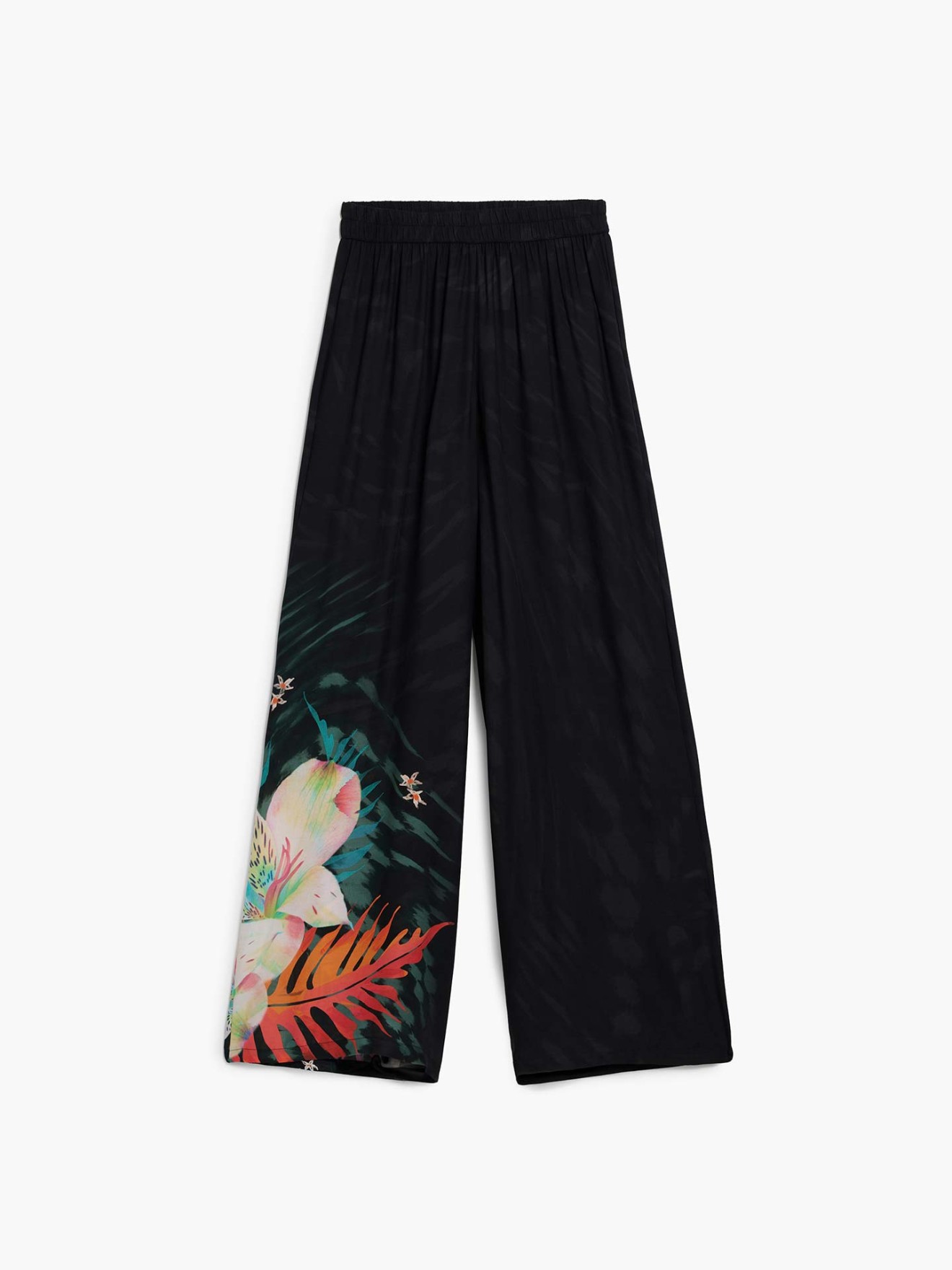 Cal�as Fluidas com Estampado Tropical