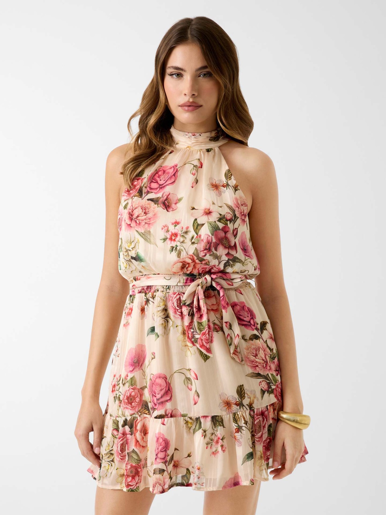 Vestido Curto com Estampado Floral