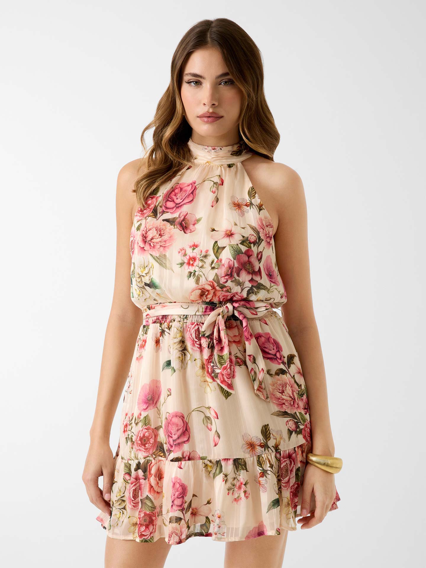 Vestido Curto com Estampado Floral