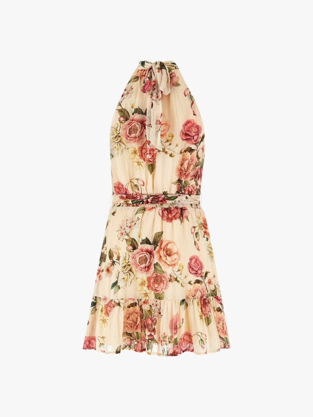 Vestido Curto com Estampado Floral
