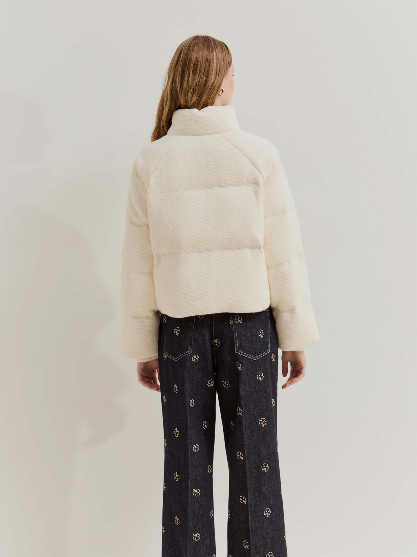 Blusão Acolchoado em Malha Tricotada