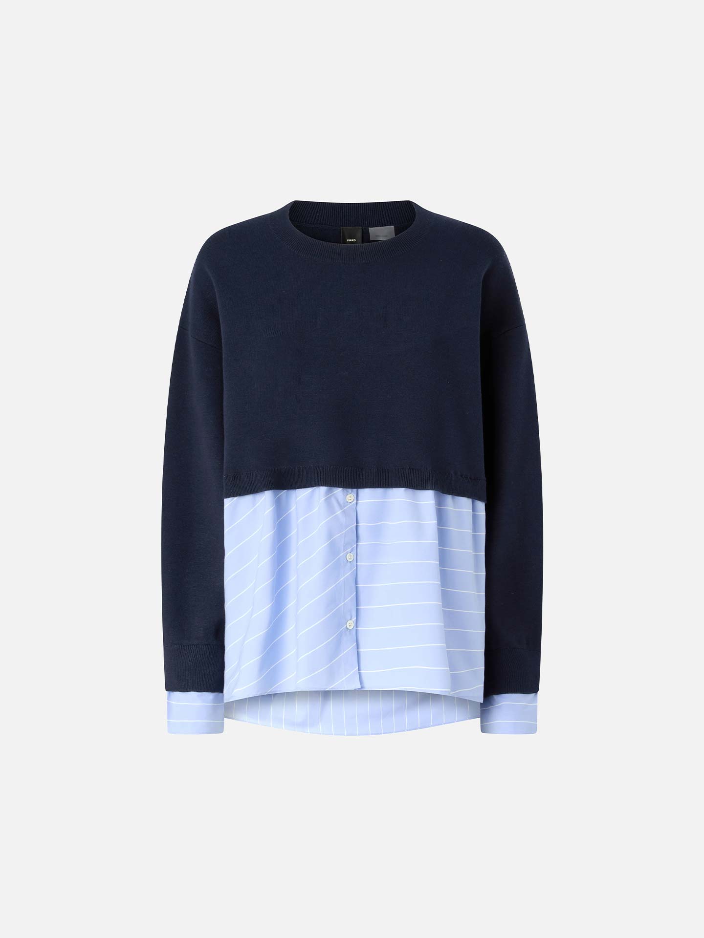 Camisola de Malha com Inserção de Camisa