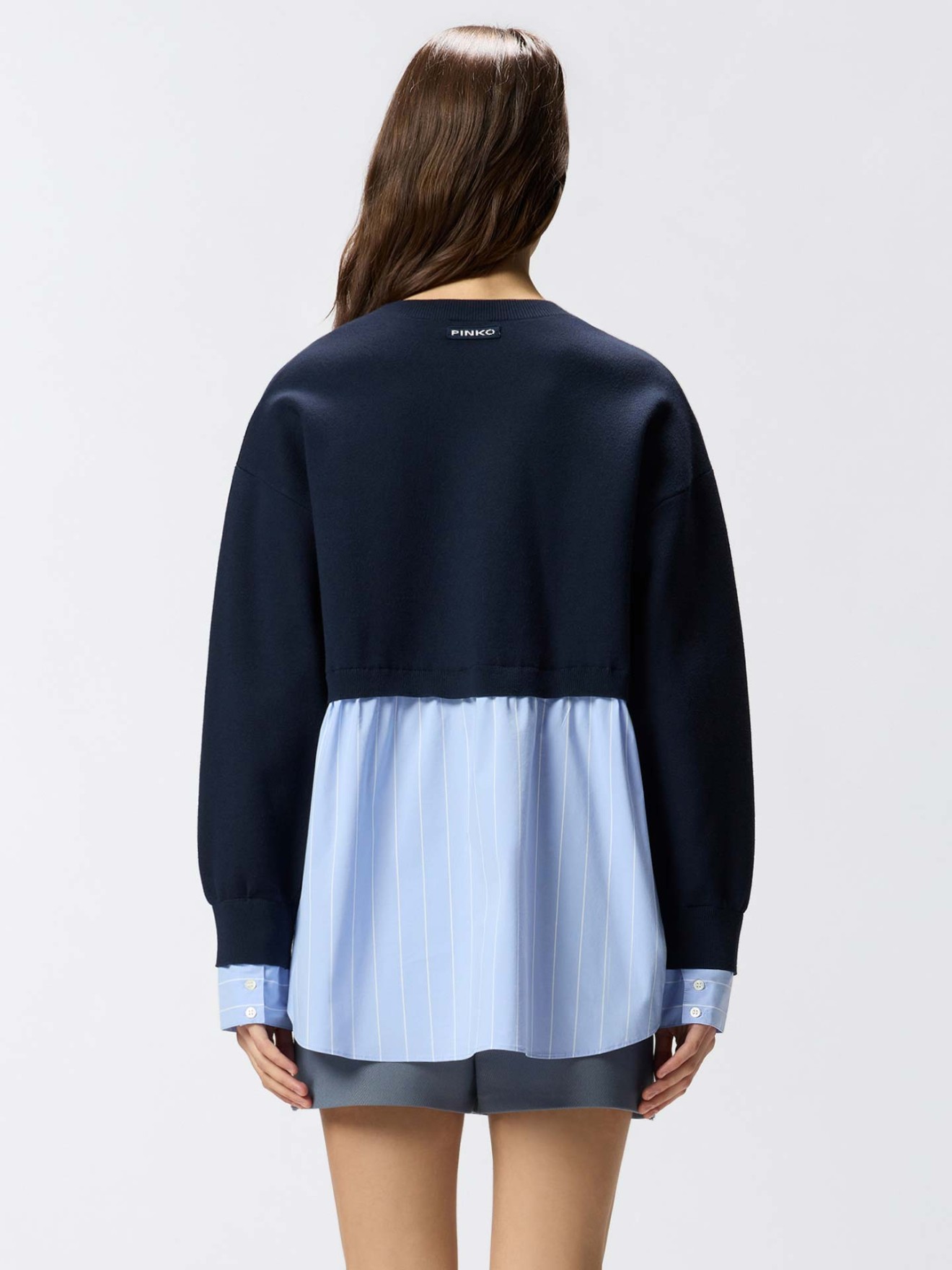 Camisola de Malha com Inser��o de Camisa