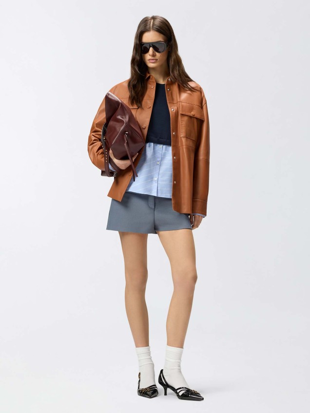 Camisola de Malha com Inserção de Camisa