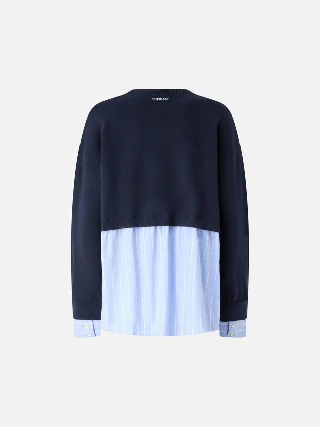 Camisola de Malha com Inserção de Camisa