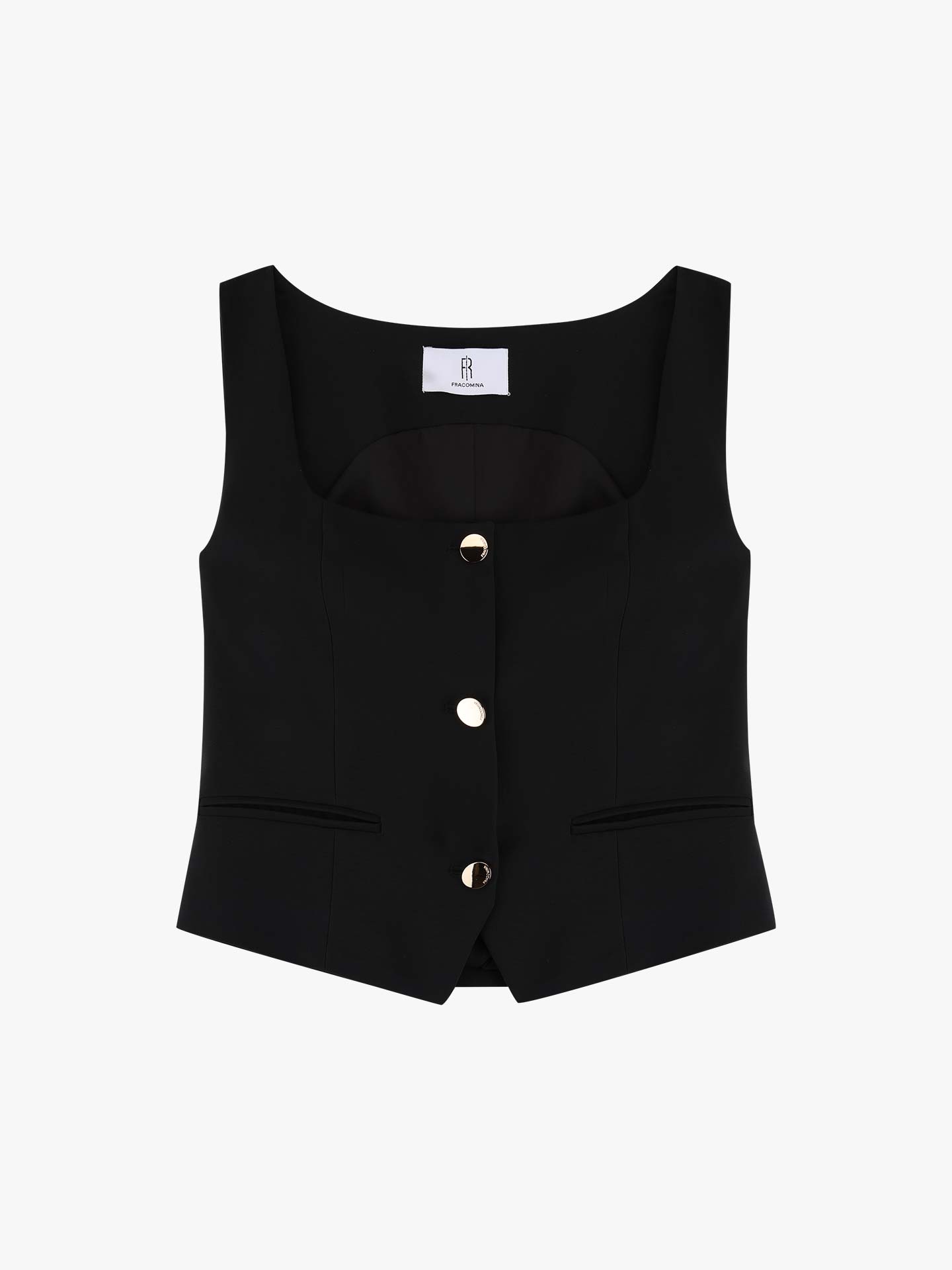 Colete de Alfaiataria com Decote Quadrado