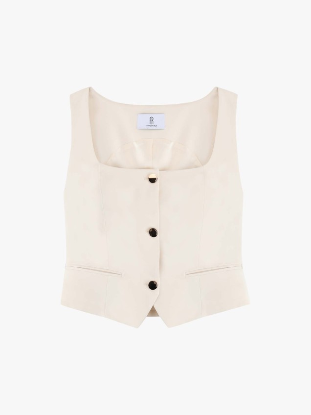 Colete de Alfaiataria com Decote Quadrado