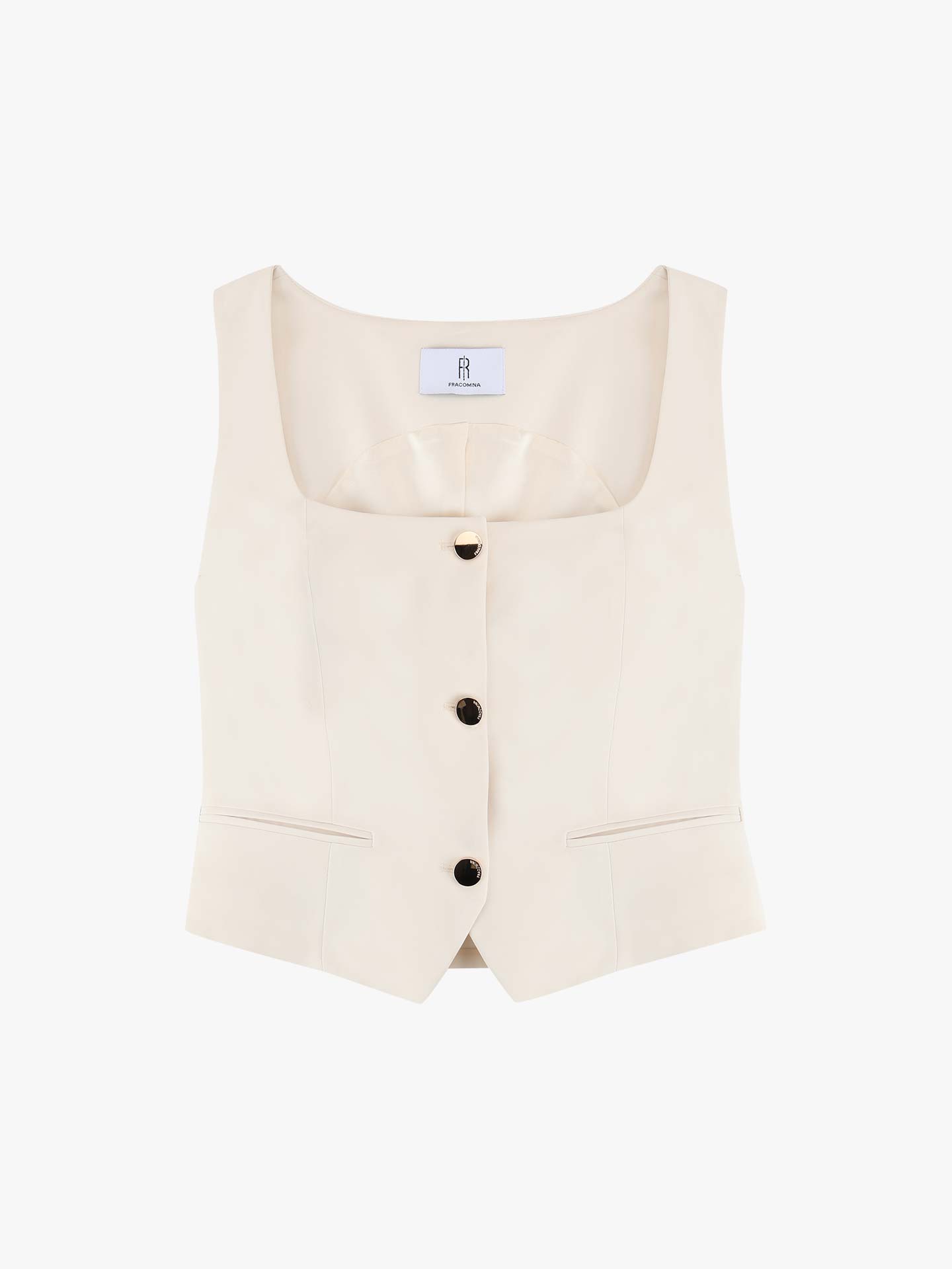 Colete de Alfaiataria com Decote Quadrado