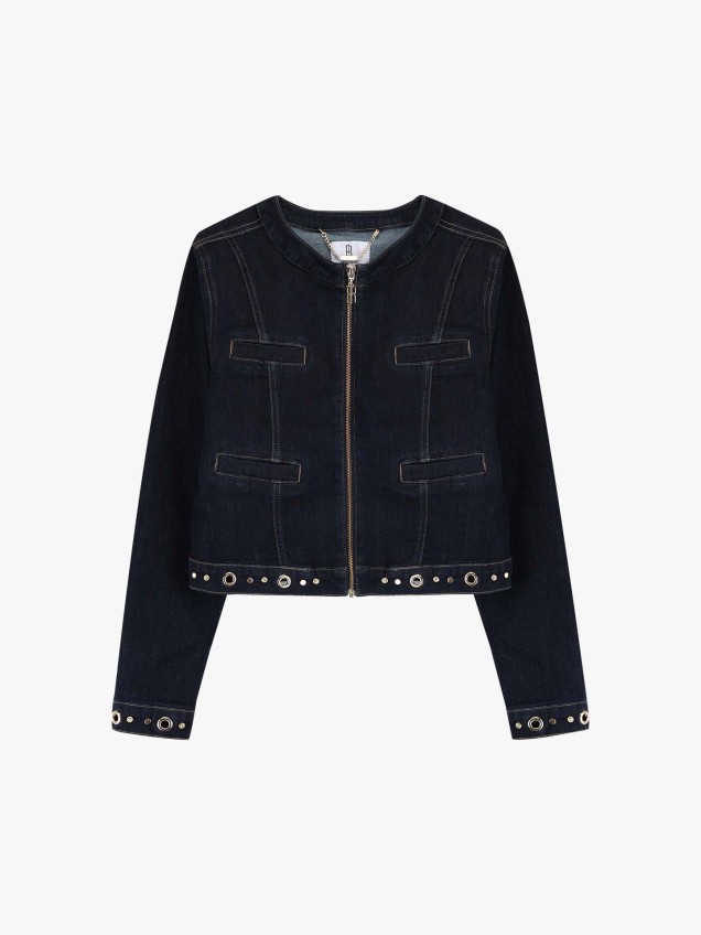 Blus�o de Ganga com Ilh�s Met�licos