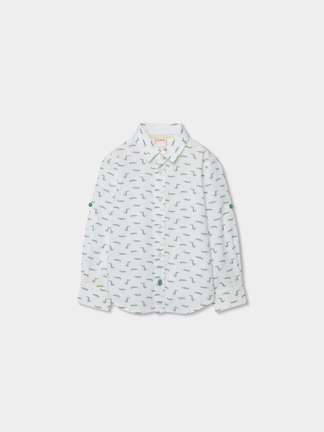 Camisa com Estampado de Crocodilos
