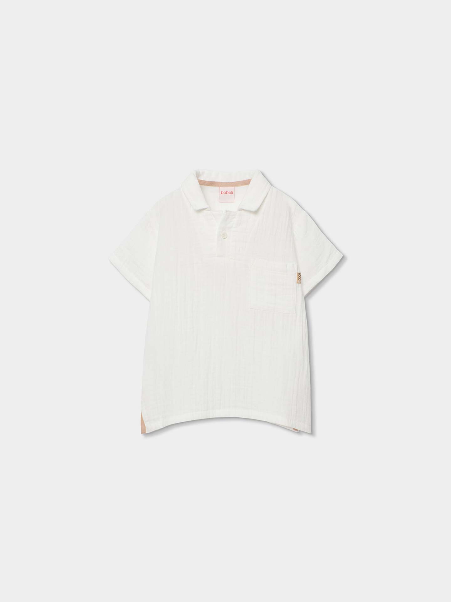 Polo de Manga Curta com Textura