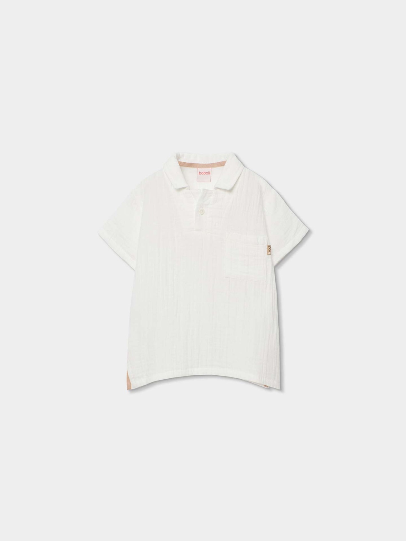 Polo de Manga Curta com Textura