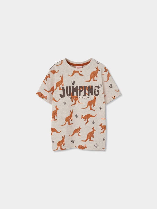 T-shirt com Estampado de Cangurus