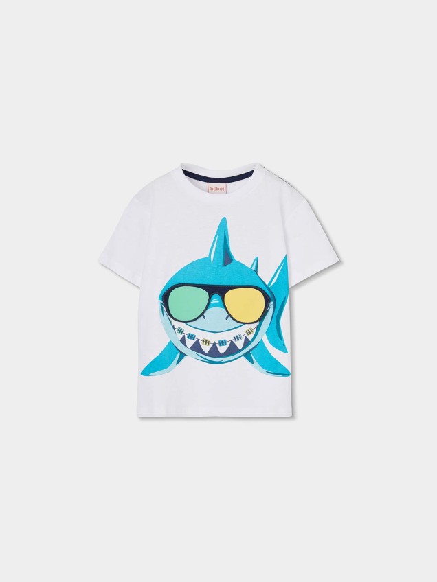 T-shirt com Estampado de Tubar�o