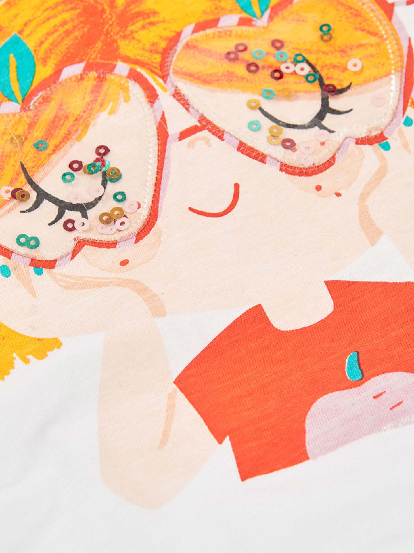 T-shirt com Estampado e Manga de Folhos