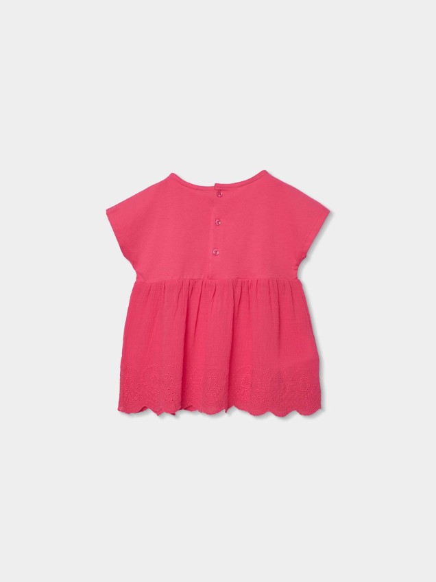 Blusa Combinada com Bainha Bordada