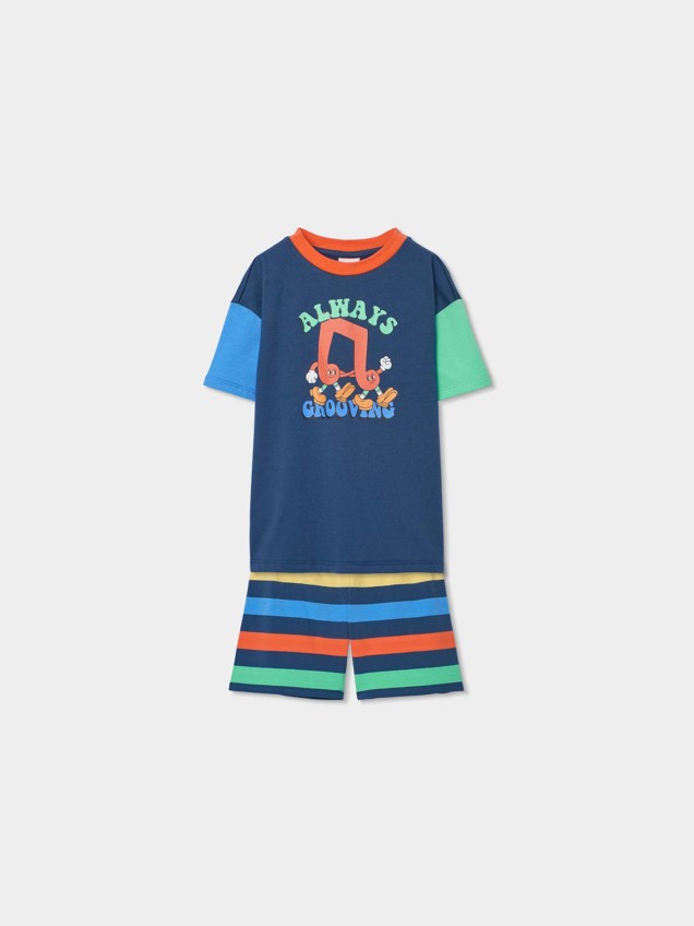 Pijama de Manga Curta e Cal��es