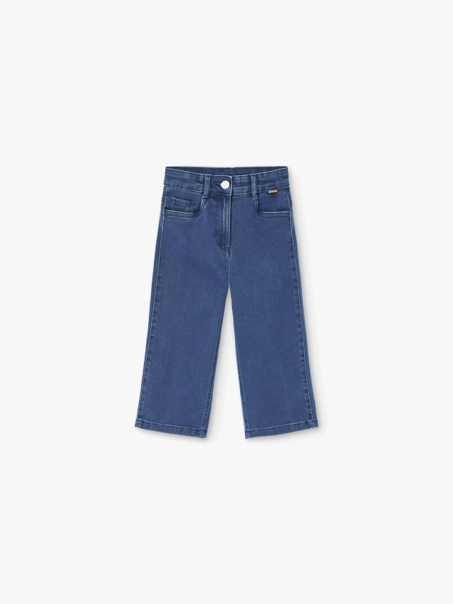 Calças de Ganga Elásticas de Perna Larga