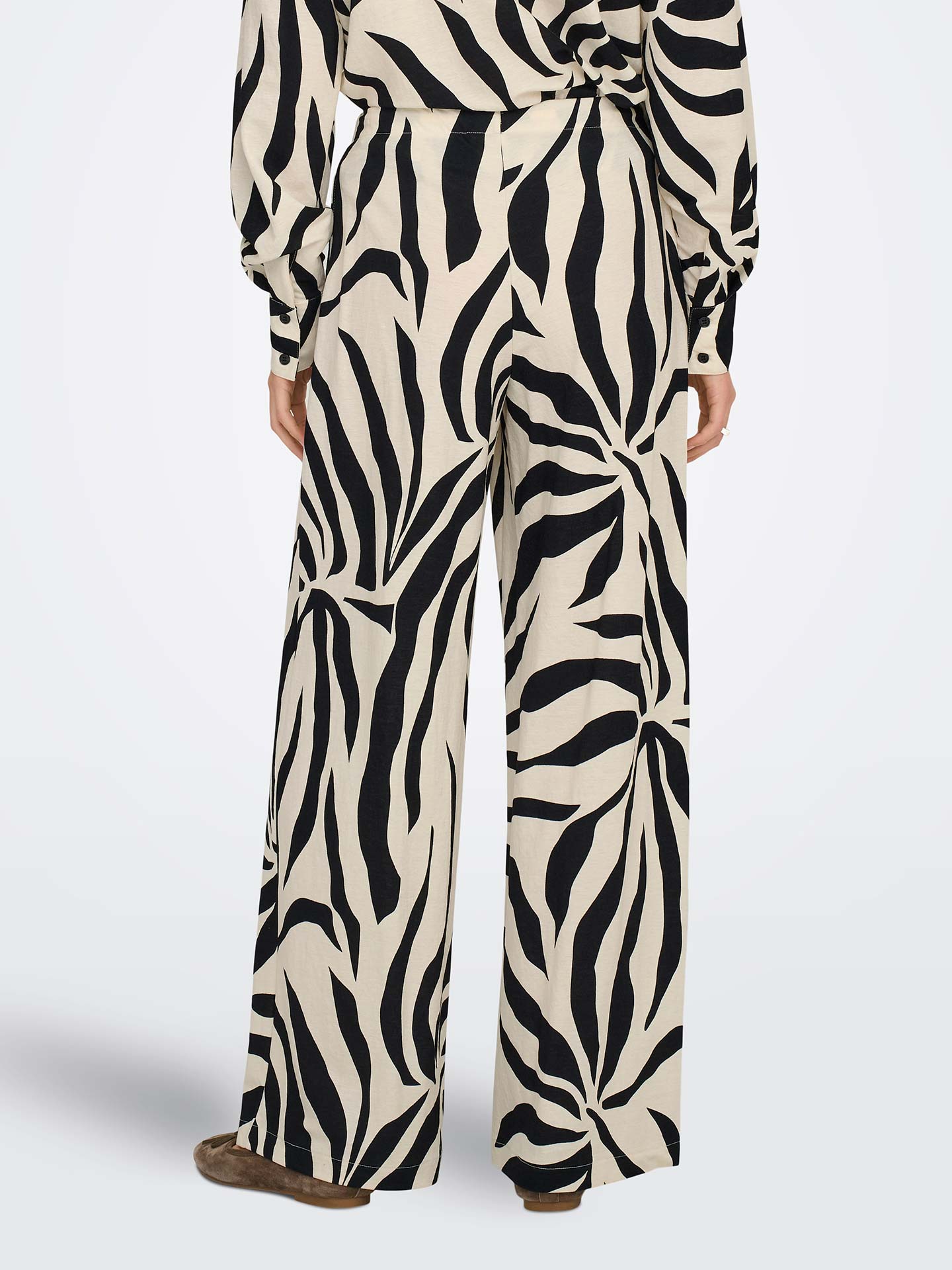 Calças de Perna Larga com Padrão Zebra