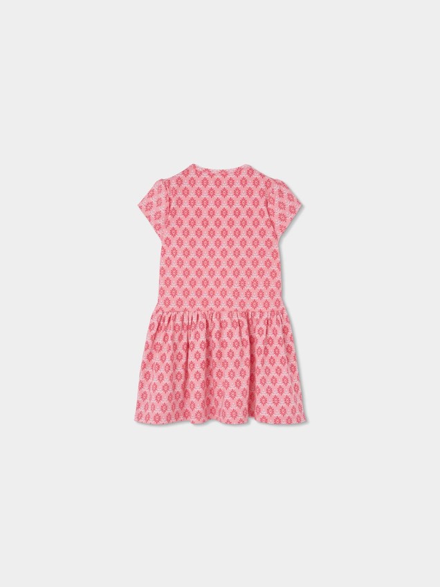 Vestido de Manga Curta com Padrão Geométrico