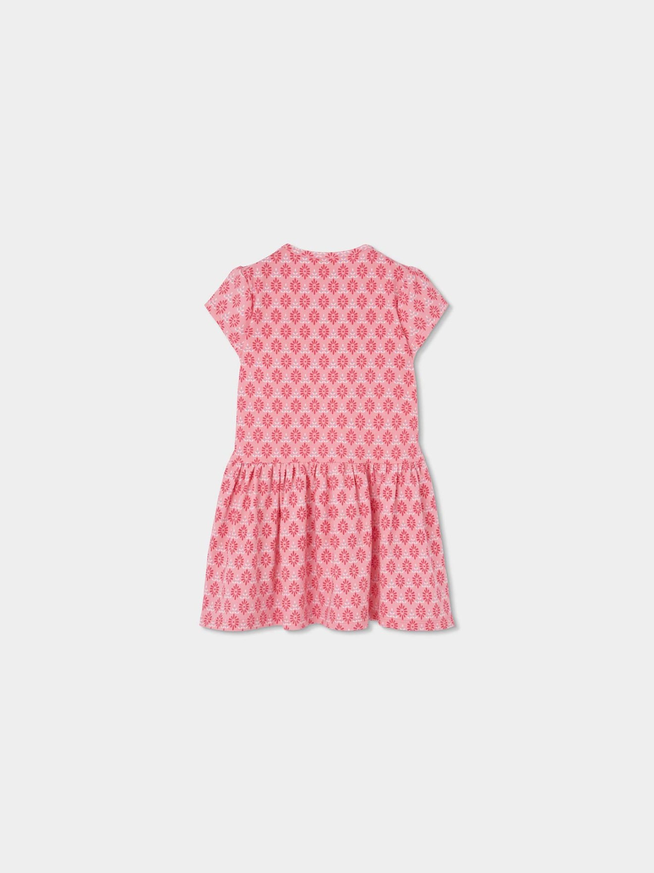 Vestido de Manga Curta com Padr�o Geom�trico