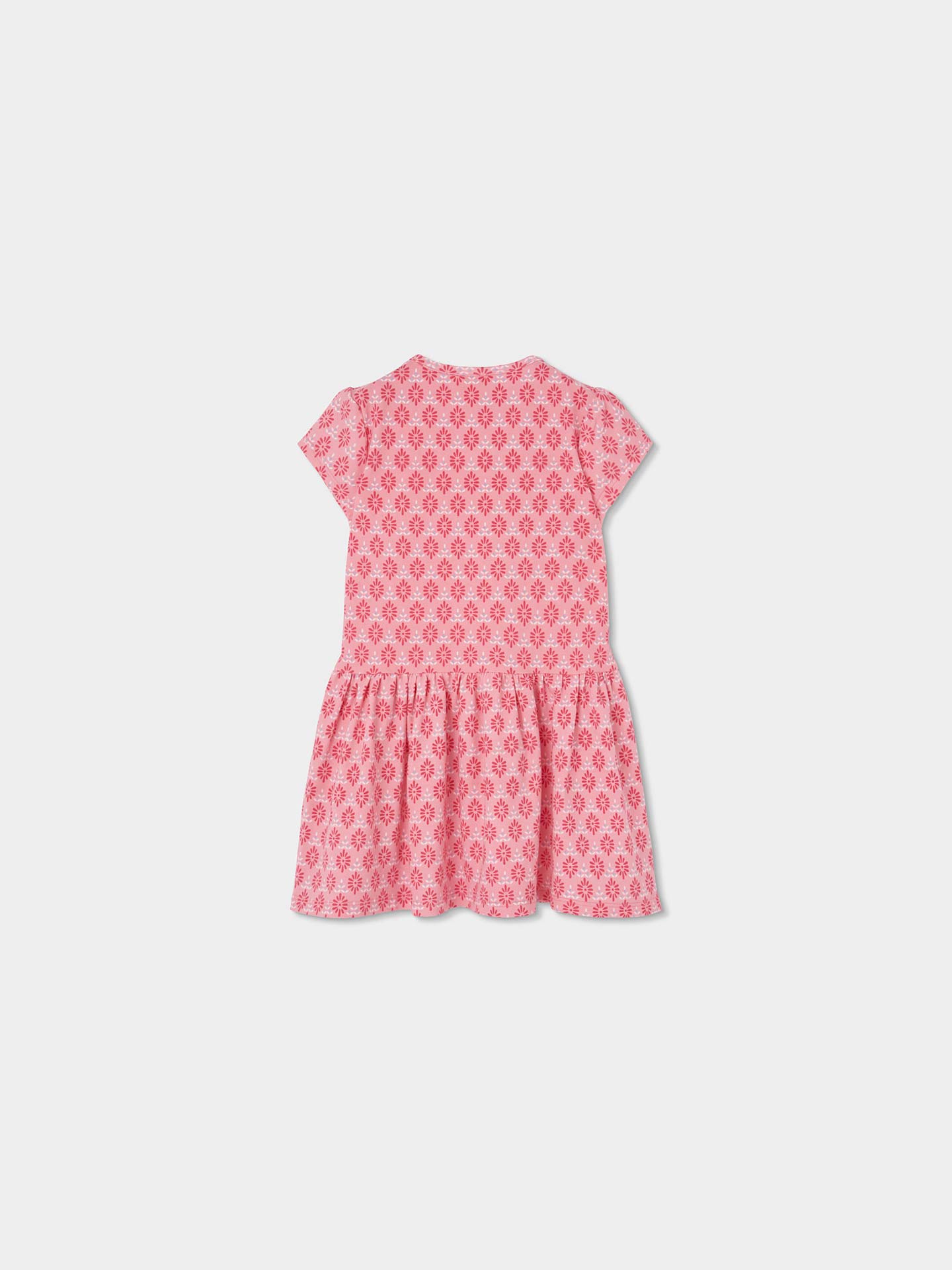 Vestido de Manga Curta com Padrão Geométrico