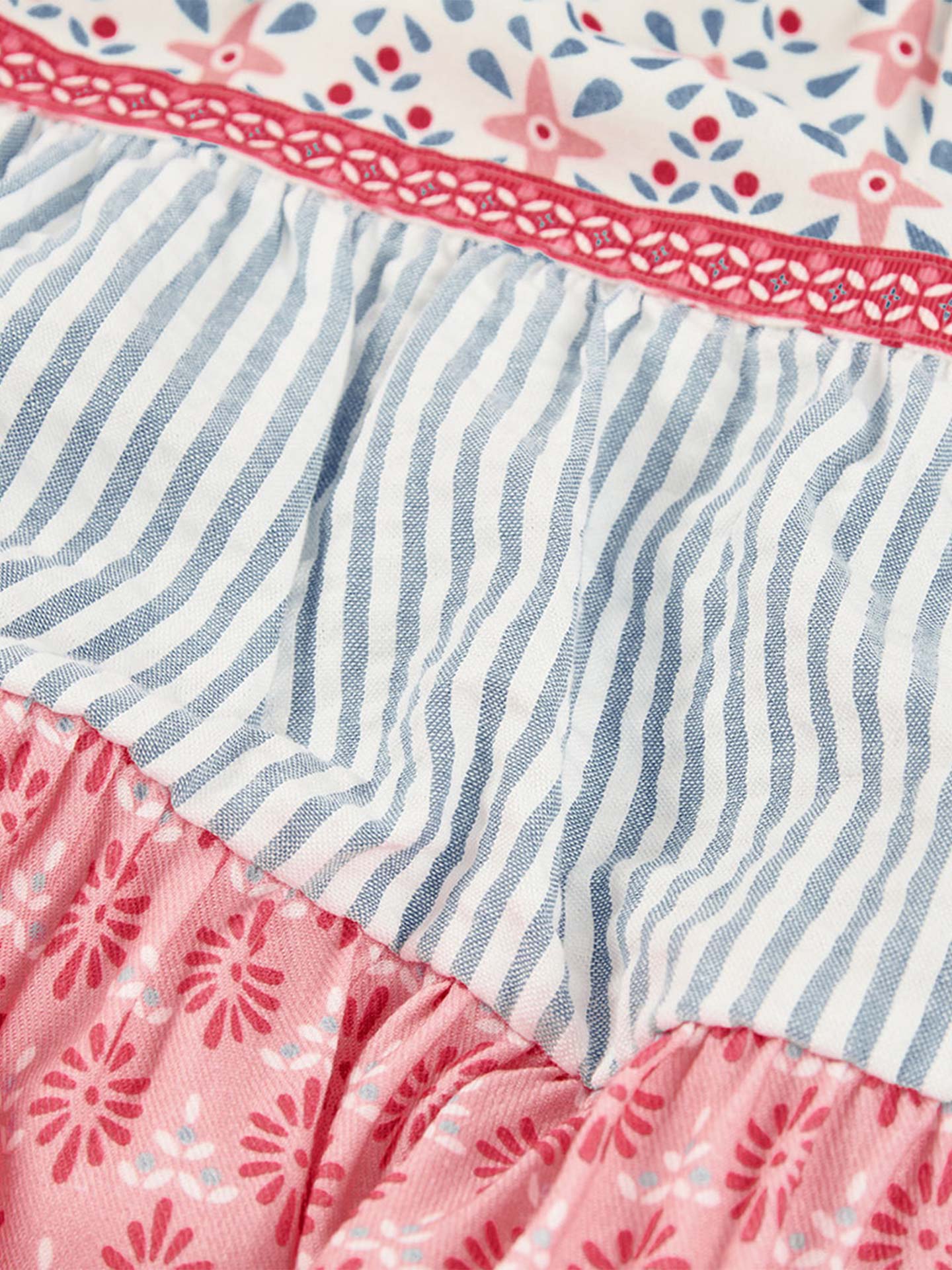 Vestido Combinado em Ganga e Saia de Folhos