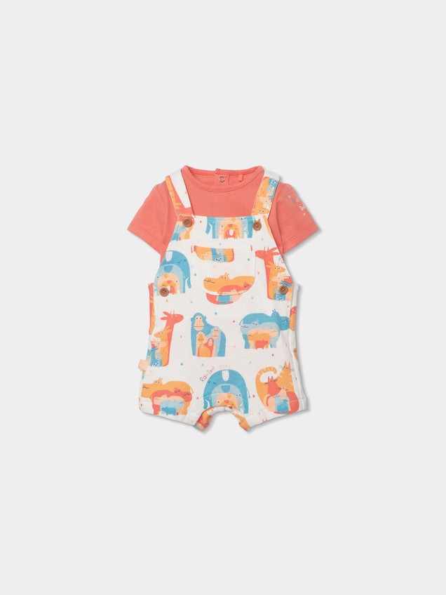 Conjunto de Jardineiras e Body