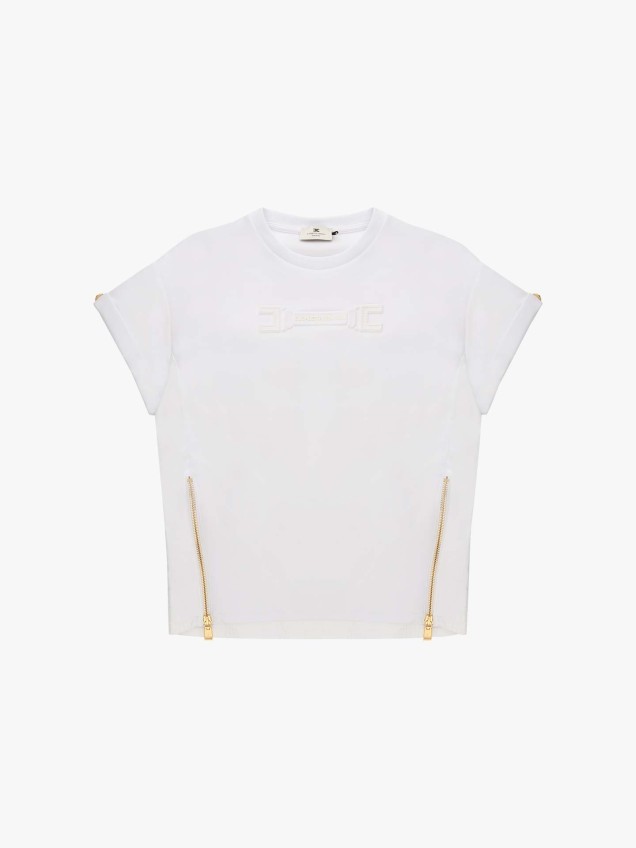 T-shirt com Relevo e Fechos Laterais