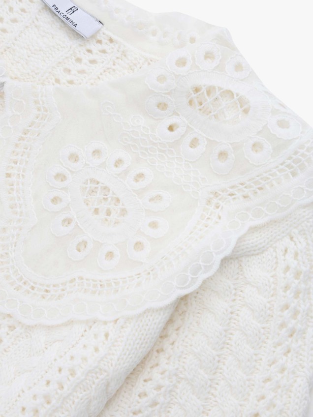 Camisola de Malha com Bordado Inglês