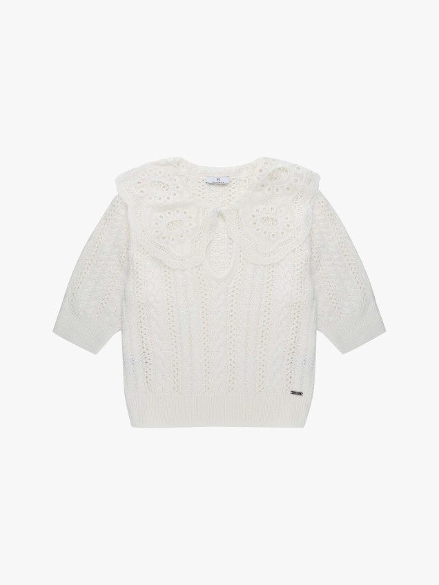 Camisola de Malha com Bordado Ingl�s