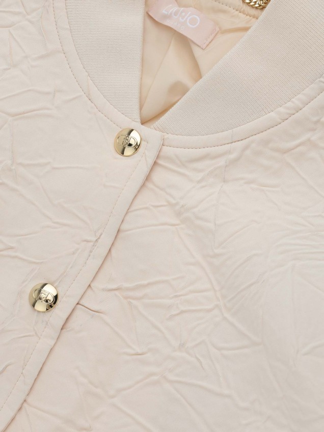 Casaco Bomber com Textura Enrugada Metalizada