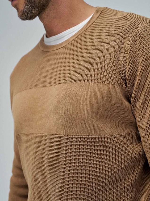 Camisola de Malha Tricotada com Textura Waffle