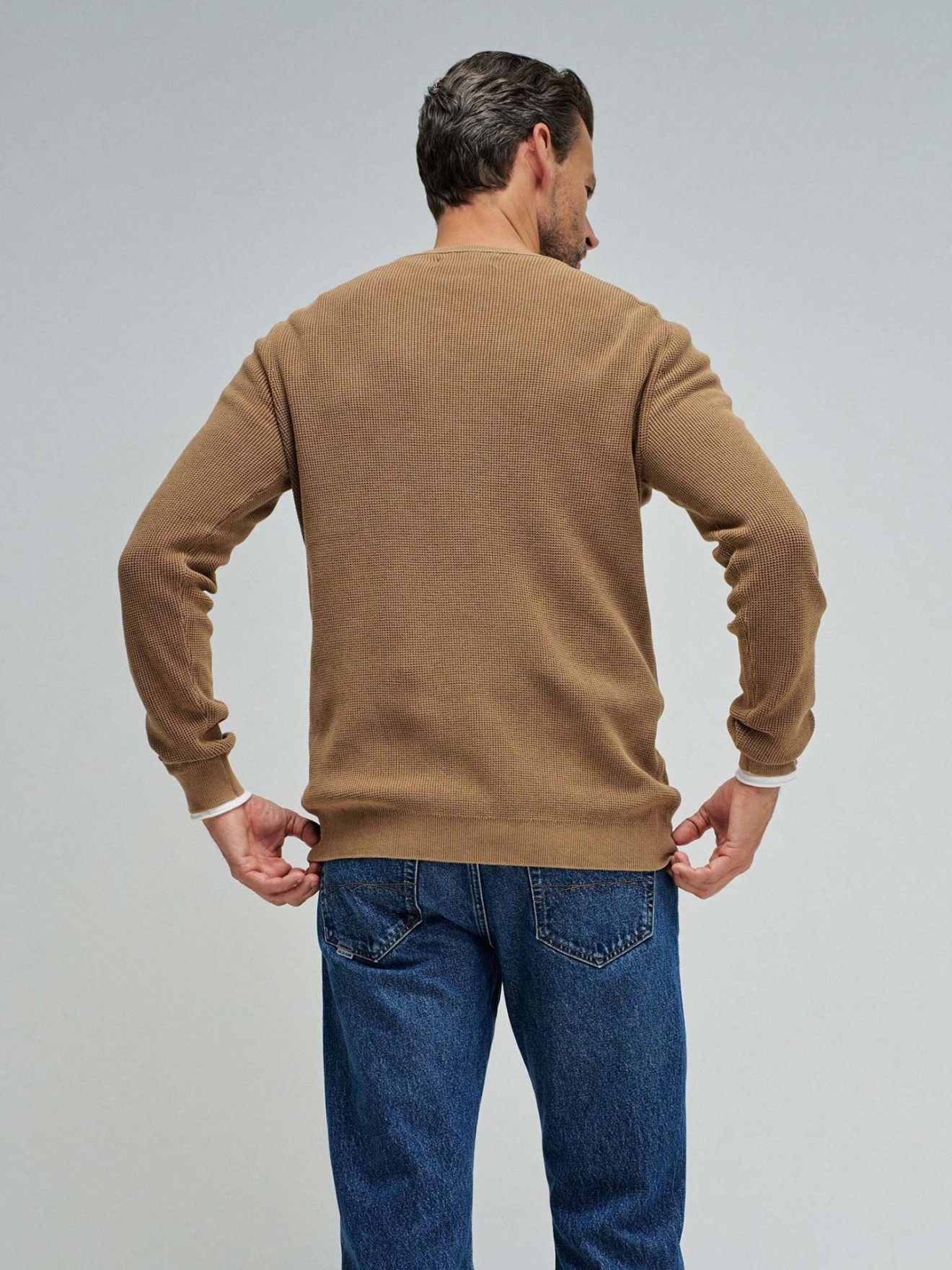 Camisola de Malha Tricotada com Textura Waffle