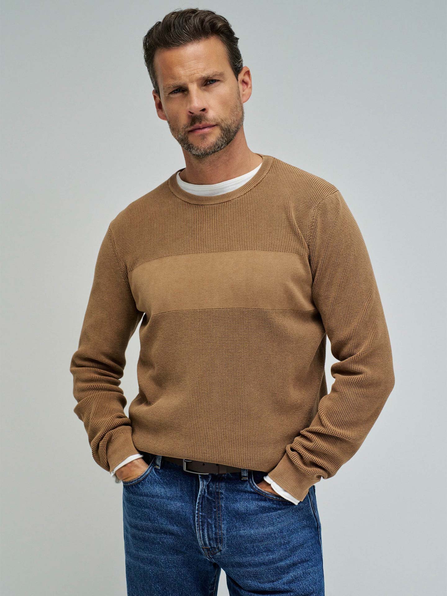 Camisola de Malha Tricotada com Textura Waffle