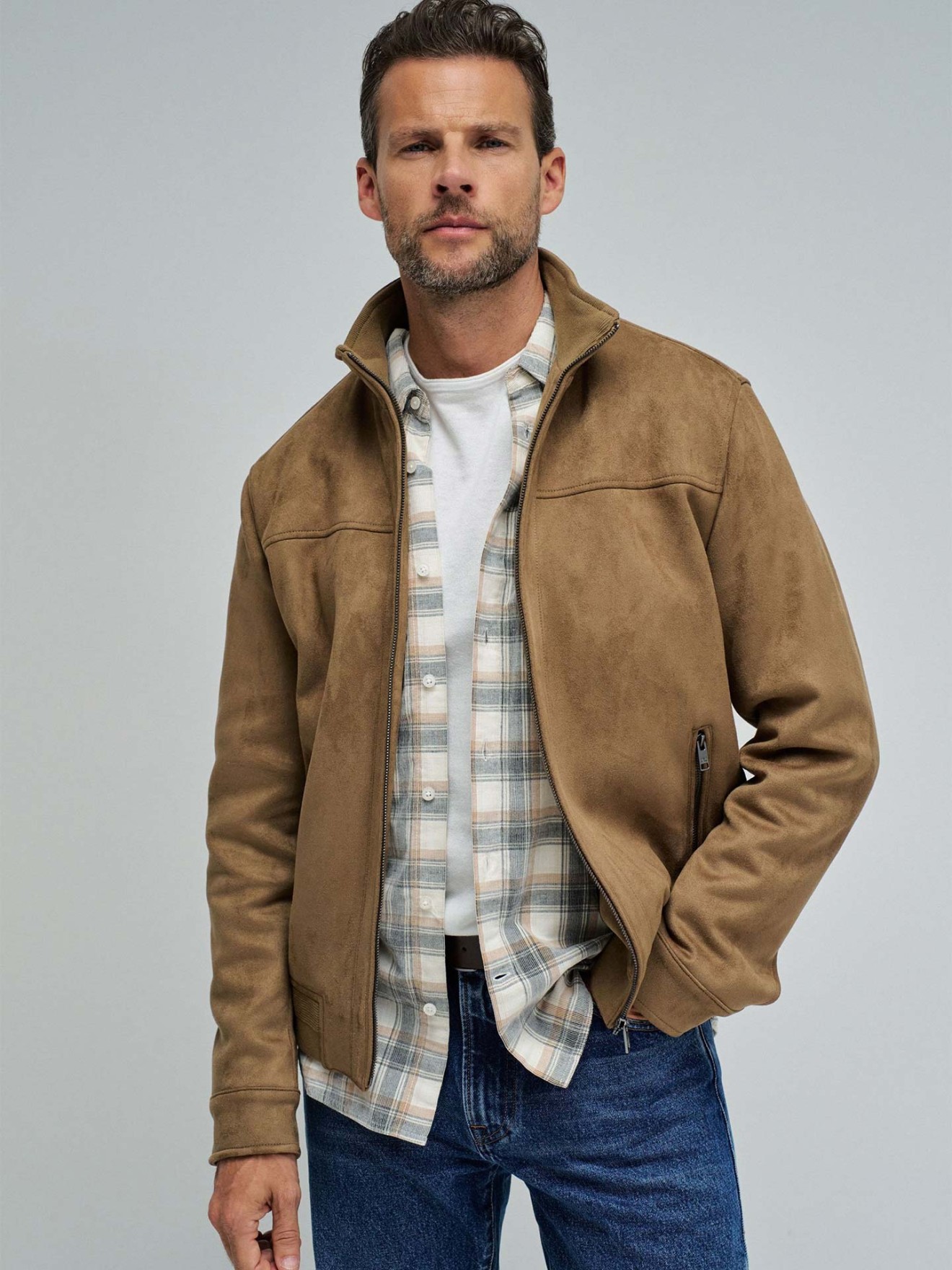 Casaco Bomber Efeito Suede