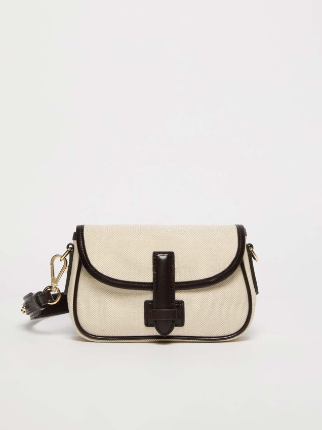 Mala de Tiracolo Pequena Weekend Max Mara em Lona com Detalhes em Pele