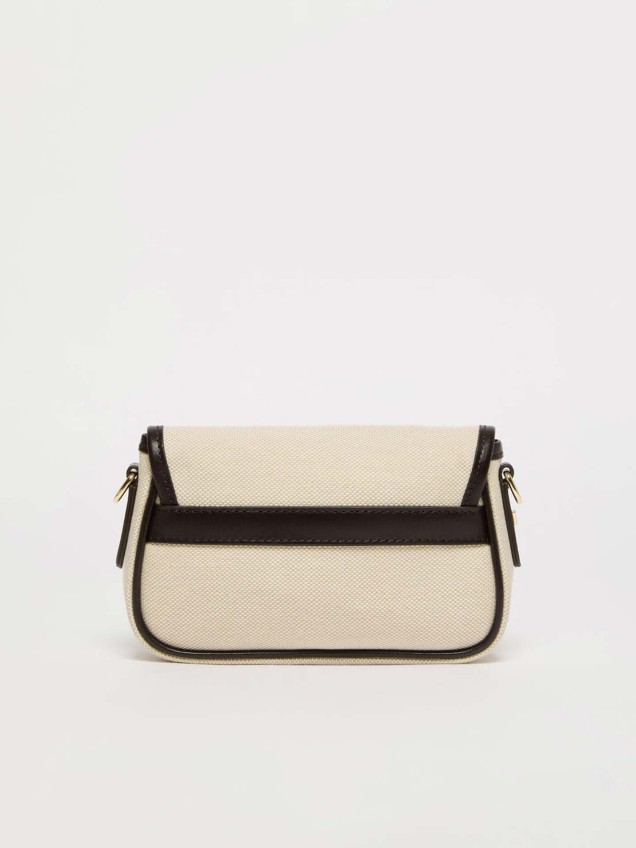Mala de Tiracolo Pequena Weekend Max Mara em Lona com Detalhes em Pele