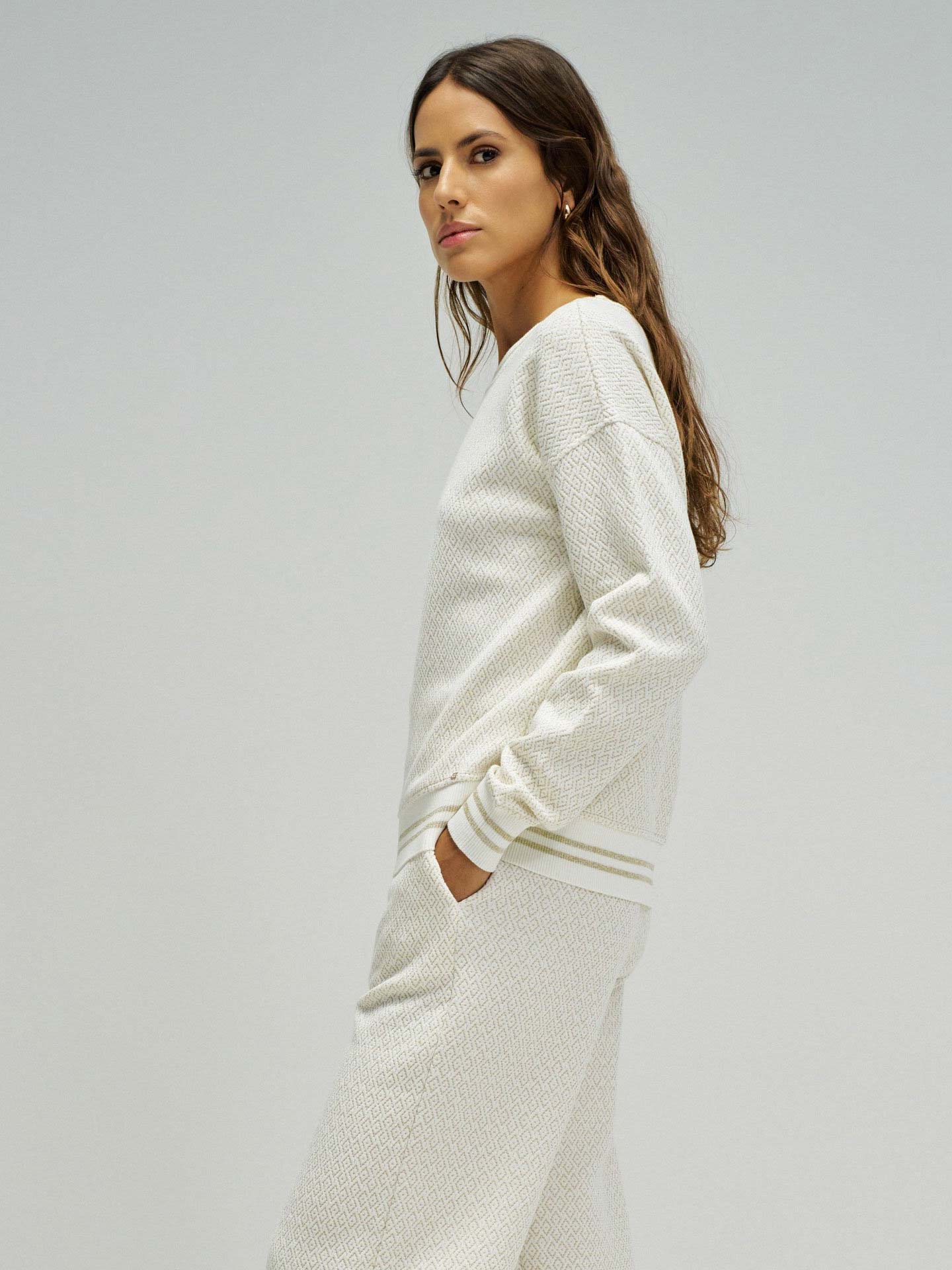 Sweatshirt em Malha Jacquard