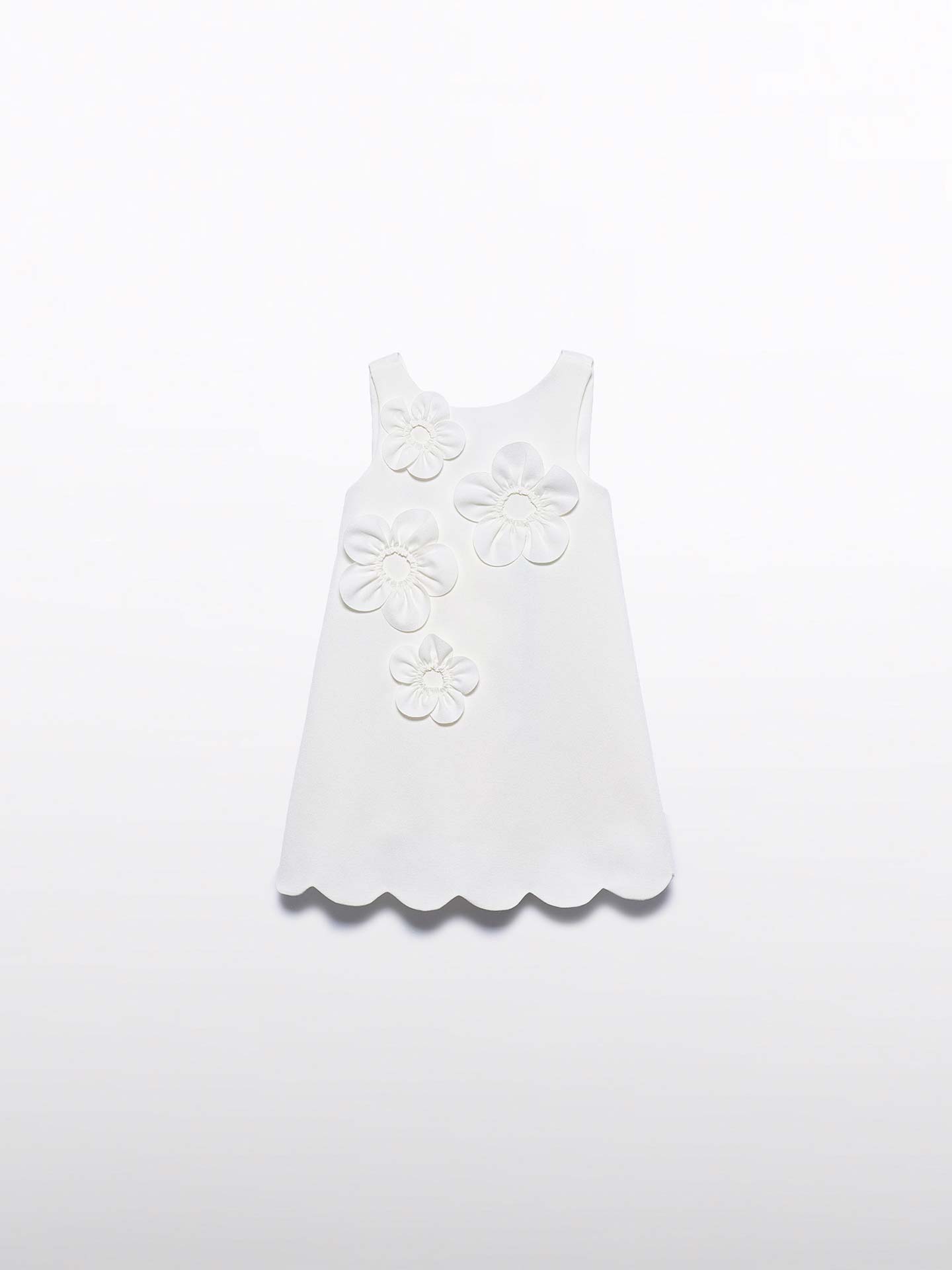 Vestido de Crepe com Flores 3D