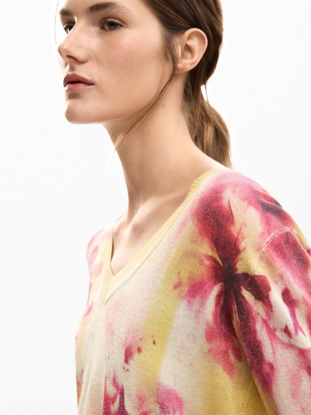 Camisola de Malha com Padrão Floral