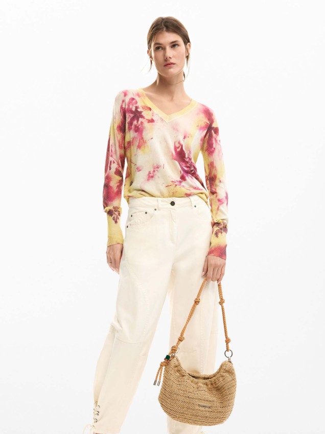 Camisola de Malha com Padrão Floral