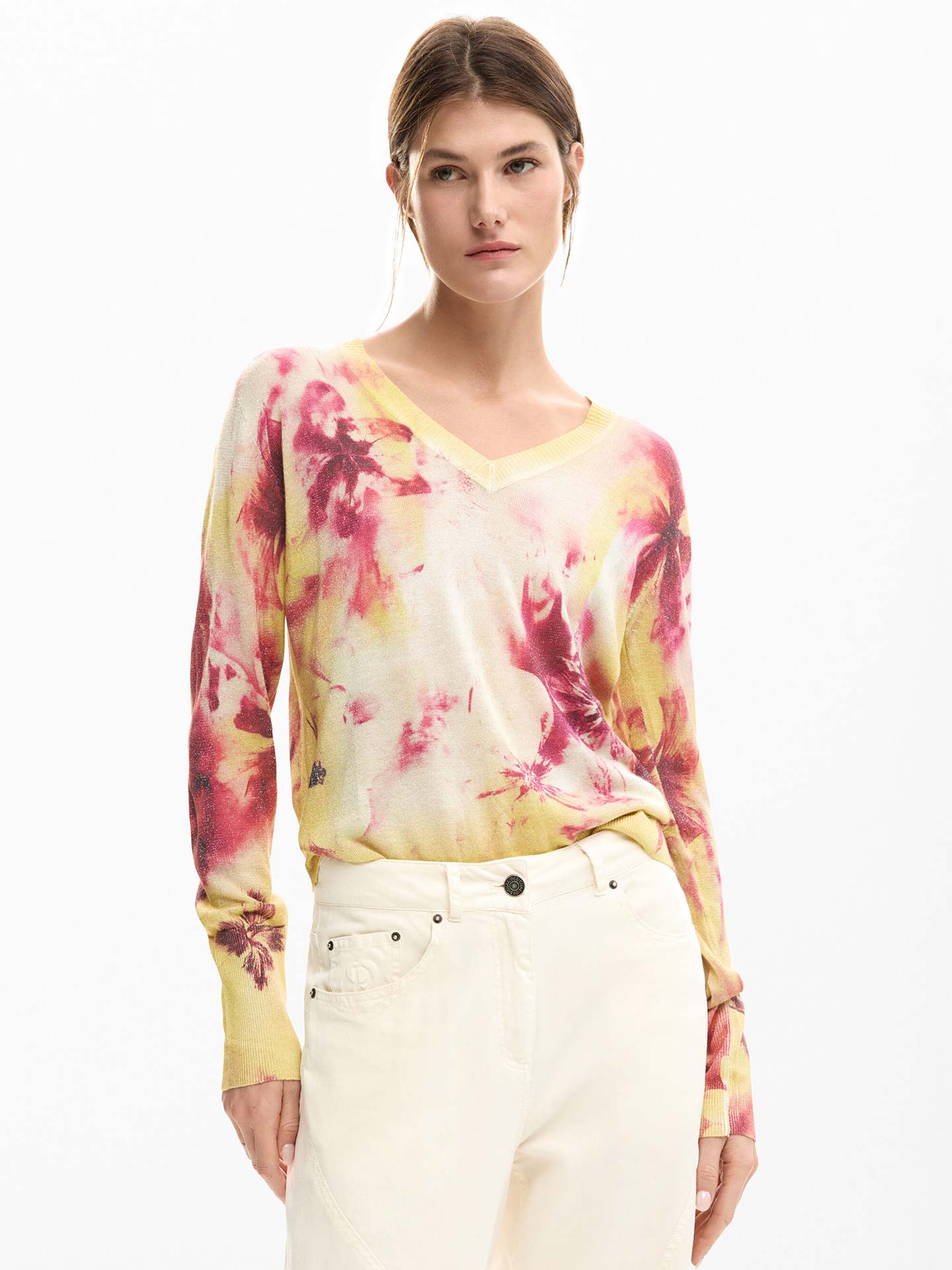 Camisola de Malha com Padrão Floral