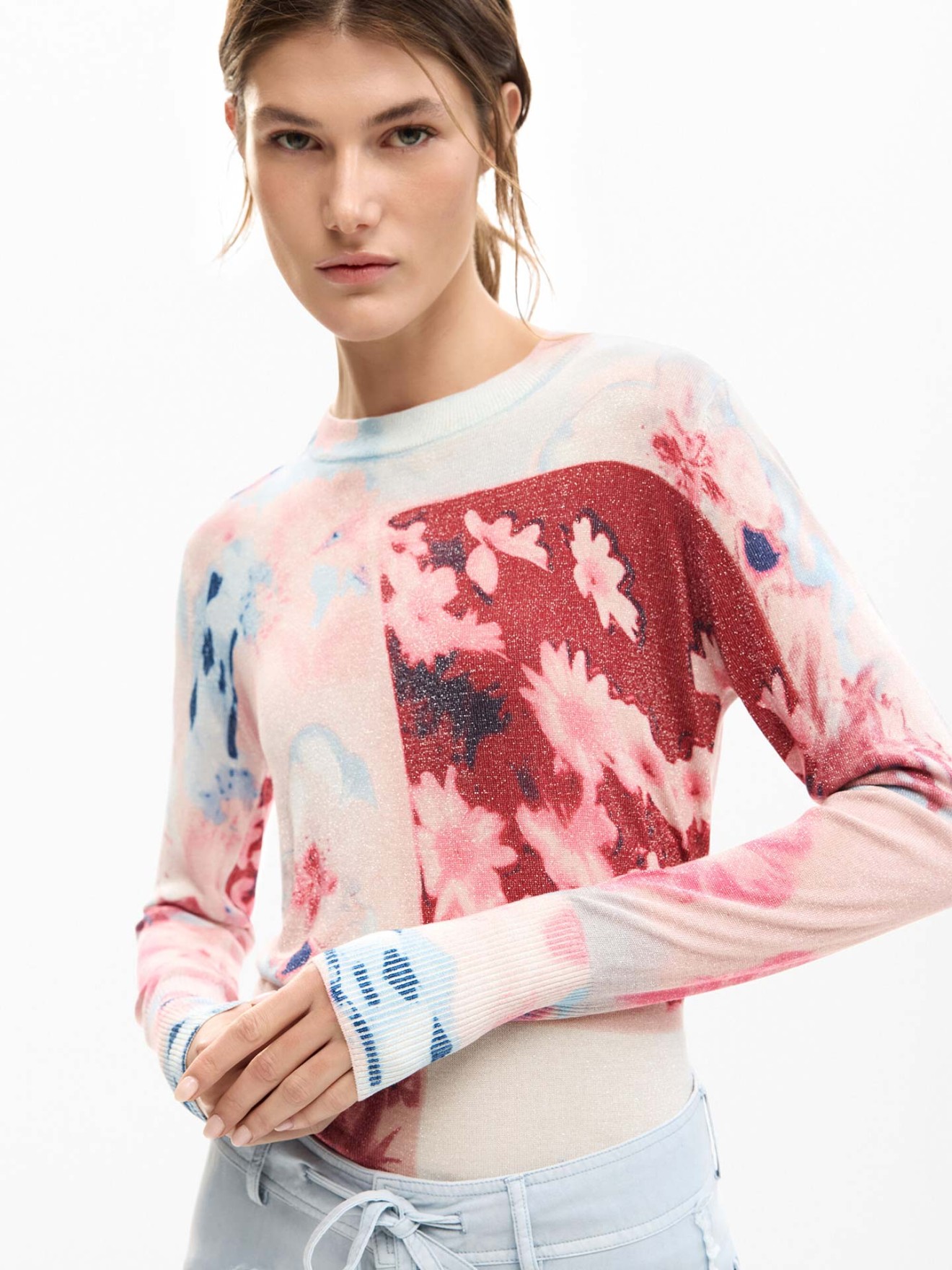 Camisola de Malha com Estampado Floral